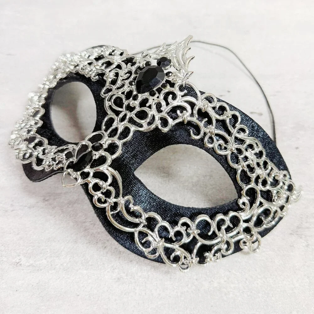 Silver black mask, Masquerade mask, Cosplay mask, ball party mask, Prom mask